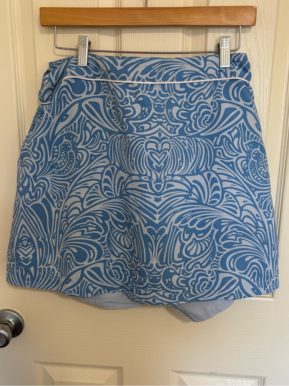 Patagonia Button Out Boardie Skort Size 10 Blue Print Detachable Shorts - Picture 7 of 14